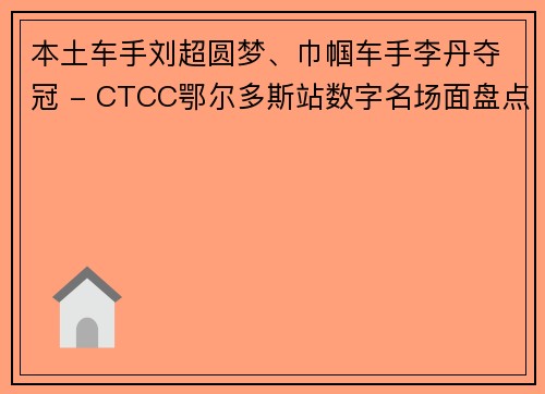本土车手刘超圆梦、巾帼车手李丹夺冠 - CTCC鄂尔多斯站数字名场面盘点